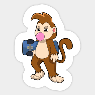 Monkey as Skater with Skateboard Sticker